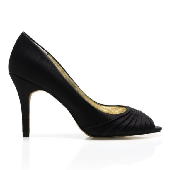 Adrianna Papell Farrel Women Peep-Toe Canvas Black Heels 8 ½ - Picture 3 of 4